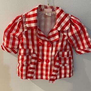 Little Lass Red and White Plaid Jacket size 24 months
